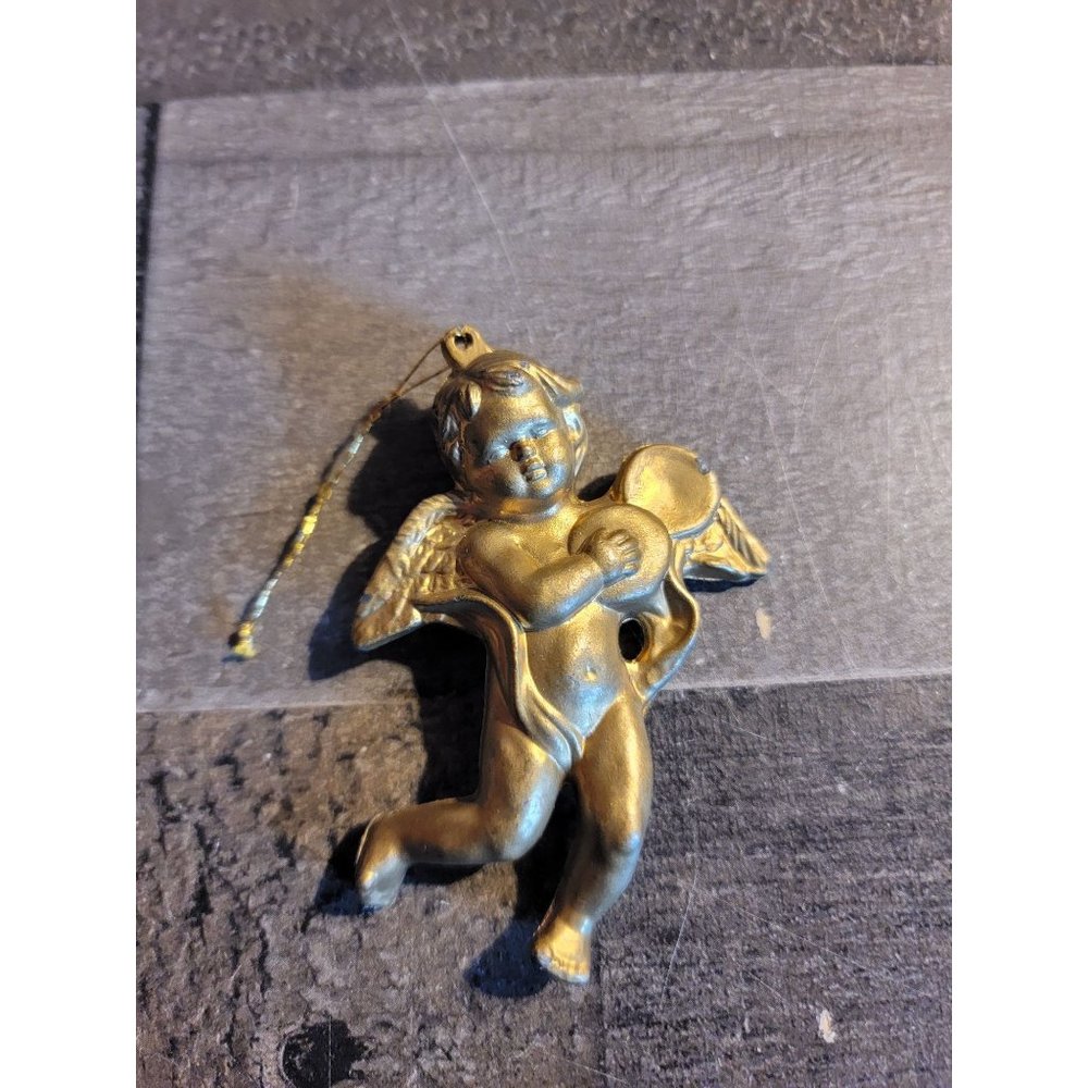 Angel golden tambourine ornament xmas figure